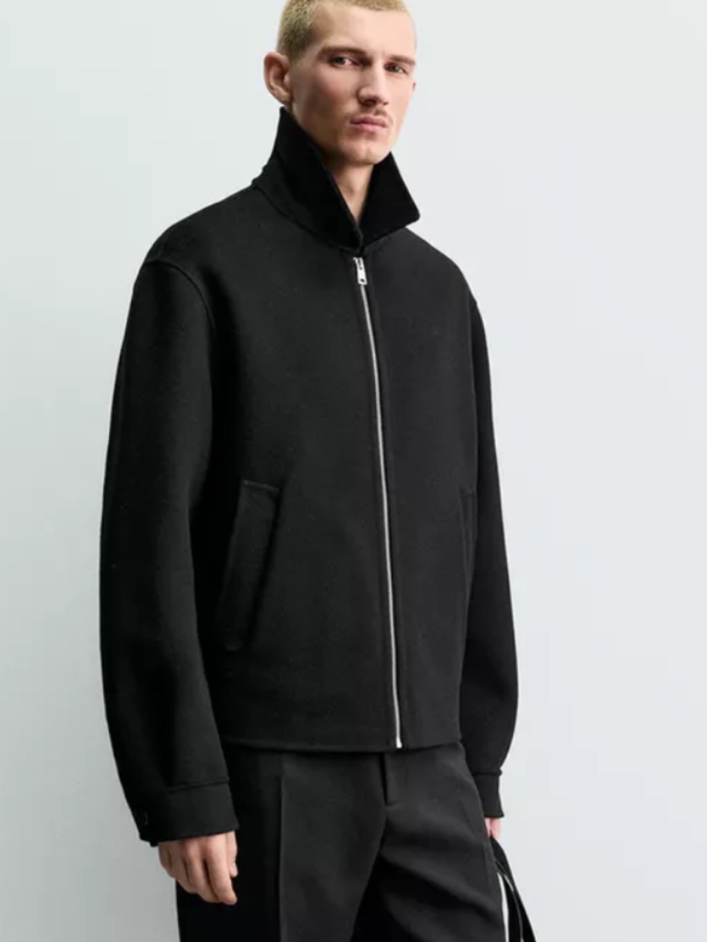 Zara Men's Black Full-Zip Knit Jacket